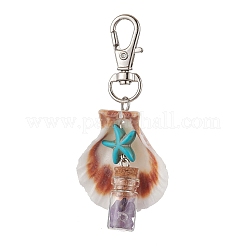 Natural Aventurine & Amethyst & Howlite & Lapis Lazuli & Red Jasper & Synthetic Turquoise Chips inside Glass Wishing Bottle Pendant Decorations&nbsp;HJEW-JM03098