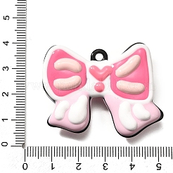 アクリルパーツ  蝶結び  エナメルとループ付き  ピンク  36~36.5x43.5~44.5x8.5~9.5mm  穴：2.5mm&nbsp;OACR-S043-10A