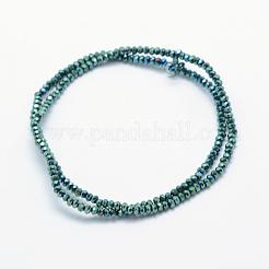電気メッキガラスビーズセット  フルメッキ  多面カット  ロンデル  メッキグリーン  2.5x1.5mm  穴：0.5mm  約158~163個/連  28~29cm&nbsp;EGLA-J144-FP-A05