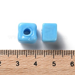 手作りランプワークビーズ  正方形  ディープスカイブルー  9.5~11.5x10~12x8~8.5mm  穴：3.5~4mm&nbsp;LAMP-Q003-01D