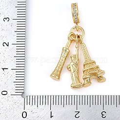Rack Plating Brass Micro Pave Cubic Zirconia European Dangle Charms&nbsp;KK-P287-21G