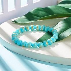 Natural Mashan Jade Round Beaded Stretch Bracelet&nbsp;BJEW-JB07970-02