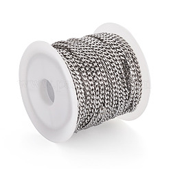 304ステンレススチールキューバチェーン  溶接されていない  スプールで  ステンレス鋼色  3.5x3x1mm  約15.7~16.40フィート（4.8~5m）/ロール&nbsp;FIND-YS0001-20