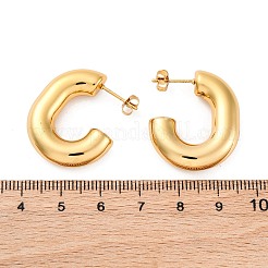 C字型304ステンレススチールスタッドピアス  ゴールドカラー  28x23.5x6.5mm&nbsp;EJEW-A125-11G