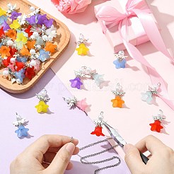 80個8色のアクリル＆合金ペンダント  天使  鉄パーツ  ミックスカラー  35mm  穴：2.8mm  10個/カラー&nbsp;PALLOY-CJ00170