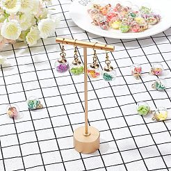 フルーツをテーマにした18ペアのDIYイヤリング製作キット  9色透明ガラスグローブペンダントを含む  中に樹脂の模造フルーツチップスが入っています  真鍮のピアスフック  ミックスカラー  21x16mm  穴：2mm&nbsp;DIY-GA0001-72G