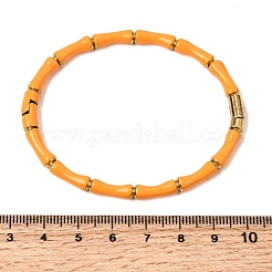 女性用304ステンレススチール製エナメルヒンジ付きバングル  竹の共同  イオンプレーティング（ip）  18KGP本金メッキ  0.18インチ（0.45cm）  内径：1.91インチ（4.85cm）x2.32インチ（5.9cm）&nbsp;BJEW-D408-42G