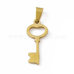PVD真空メッキ304ステンレスペンダント  ハート形のキーチャーム  ゴールドカラー  24.5x11x2mm  穴：7x4mm&nbsp;STAS-P315-18G