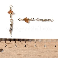 天然カーネリアンとガラスのコネクターチャーム  真鍮パーツ  18KGP本金メッキ  ロンデル  35~38x5.5~8x3~6mm  穴：1.6mm&nbsp;KK-P242-28G