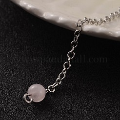 プラチナ トーン ブラス ローズ クオーツ コーン 六角形の尖ったダウジング振り子  カニカン付き  230x3mm&nbsp;X-MAK-M015-01H