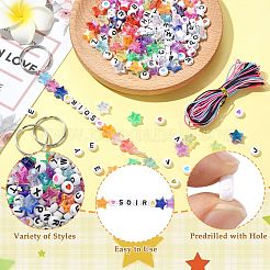DIYキーキアン作成キット  鉄の輪を含む  556 個のプラスチックビーズ  コー​​ド  ミックスカラー  2mm  1バンドル&nbsp;DIY-CJC0014-09B