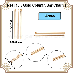 真鍮製ペンダント30個  列/バー  18KGP本金メッキ  35x2mm  穴：1mm&nbsp;KK-BBC0008-35