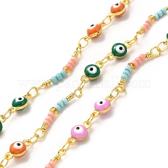 Brass Enamel Evil Eye Link Chains&nbsp;CHC-A006-04G