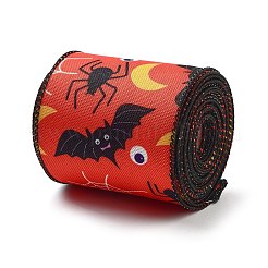 5ヤードのハロウィーンプリントポリエステルワイヤーリボン  衣類用アクセサリー  ギフトデコレーション  バット  2-1/2インチ（63mm）  約5.00ヤード（4.57m）/ロール&nbsp;OCOR-K009-02A