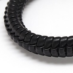 トレンドユニセックスカジュアルスタイルPUレザーラップブレスレット  ワックスコード付き  ブラック  54mm&nbsp;BJEW-L308-14