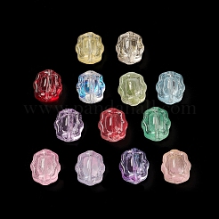 スプレー塗り透明ガラス・ビーズ  ツイストオーバル  ミックスカラー  12x10x6.5mm  穴：1mm&nbsp;GLAA-D006-17