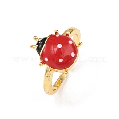 Adjustable Brass Enamel Cuff Rings for Women&nbsp;RJEW-B153-04G