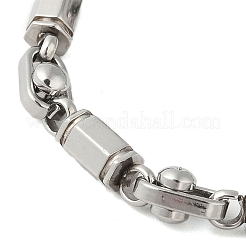変色しない304ステンレススチール製ファセットコラムリンクブレスレット（男性用）  ステンレス鋼色  8-7/8インチ（22.5cm）&nbsp;BJEW-B093-01P