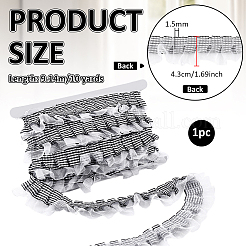 10ヤードポリエステルレースリボン  タータン模様  洋服アクセサリー用  ブラック  1-3/4インチ（43mm）&nbsp;OCOR-PH0008-04A