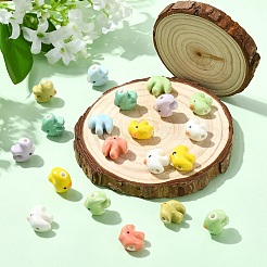 手作りの磁器セラミックビーズ10個  手描き  鳥  光沢釉の磁器  ミックスカラー  14.5x15x9mm  穴：2.5mm&nbsp;PORC-YW0001-79