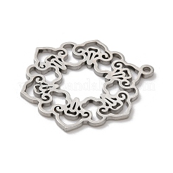 304ステンレスペンダント  花のチャーム  レーザー切断  変色防止  ステンレス鋼色  34x28x1.5mm  穴：1.9mm&nbsp;LS-STAS-V016-01P