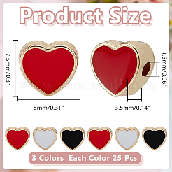 75Pcs 3 Colors Light Gold Plated Alloy Enamel Beads&nbsp;ENAM-AR0001-92