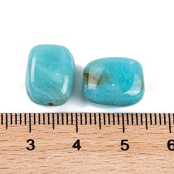 アクリルビーズ  イミテーション翡翠  長方形  ダークターコイズ  13x11x8mm  穴：1.5mm。 510個/ 500 G&nbsp;OACR-H120-02H