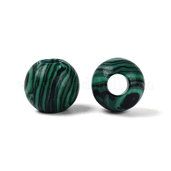 合成マラカイトヨーロッパビーズ  スムーズなラウンド  大穴ビーズ  13.5~14x12~13mm  穴：5mm&nbsp;G-Q602-09B-06
