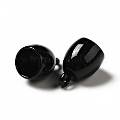 スプレー塗装された201ステンレススチールコードエンド  卵  ブラック  11.5x8mm  穴：2mm  内径：6mm&nbsp;STAS-G304-01B