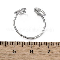 女性用ハート 304 ステンレススチール オープンカフリング  ステンレス鋼色  内径：17mm&nbsp;RJEW-F174-07P