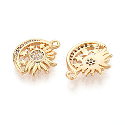 Brass Pave Clear Cubic Zirconia Pendants&nbsp;KK-T074-98G