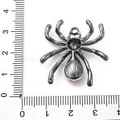 ゴシックラックメッキ合金ペンダント  赤いラインストーン付き  クモ  ガンメタ色  30x29x6mm  穴：1.8mm&nbsp;PALLOY-V002-16B-02