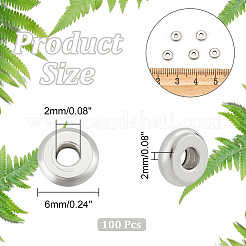 304ステンレススチールビーズ  ロンデル  ステンレス鋼色  6x2mm  穴：2mm&nbsp;STAS-UN0002-41P