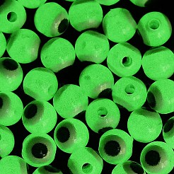 光沢のある不透明アクリルビーズ  丸い目  暗闇で光る  ミディアム蘭  6mm  穴：1.6mm&nbsp;LACR-G050-01D