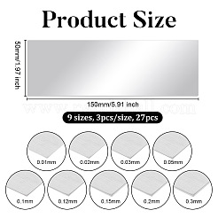 27枚9種類のスタイルの304ステンレス鋼板  長方形  ステンレス鋼色  150x50x0.01~0.3mm  3個/スタイル&nbsp;AJEW-OC0014-01