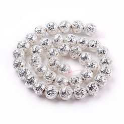 Electroplated Natural Lava Rock Bead Strands&nbsp;G-E429-01-10mm-S