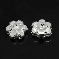 真空メッキプラスチックアクリル花のスペーサビーズ  銀メッキ  11x10x4.5mm  穴：1.5mm  約142個/43g&nbsp;LS-X-PACR-L004-05S