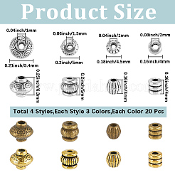 240Pcs 12 Styles Tibetan Style Alloy Spacer Beads&nbsp;TIBE-SC0002-59B