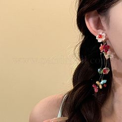 アクリル、チタン合金、ガラス製のスタッドピアス（女性用）  花  ゴールドカラー  カラフル  90mm&nbsp;WG621FA-01