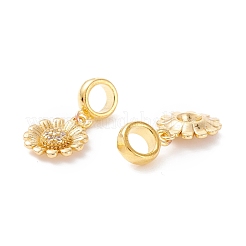 Brass Cubic Zirconia European Dangle Charms&nbsp;KK-B037-04G-01