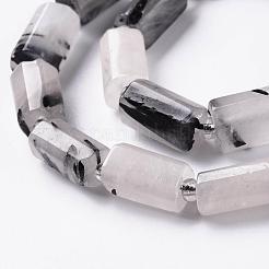 Natural Black Rutilated Quartz Beads Strands&nbsp;G-S345-8x11-010