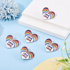 5Pcs Heart with Word Love Pride Month Enamel Pins&nbsp;JEWB-TA0001-27