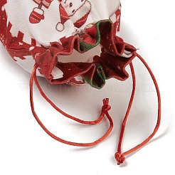 Christmas Theme Rectangle Cloth Bags with Jute Cord&nbsp;ABAG-P008-01B