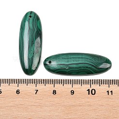 天然石マラカイトペンダント  マッチするチャーム  楕円形のチャーム  38.5x13x4.5mm  穴：1.4~1.6mm&nbsp;G-B187-01A-02