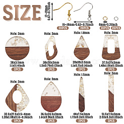 DIY Brass & Resin & Wood Pendant Dangle Earring Kits&nbsp;DIY-TA0010-66