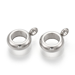 変色しにくい201ステンレススチールチューブベイル  ループベイル  リング  ステンレス鋼色  11.5x8x3mm  穴：1.8mm  内径：5mm&nbsp;X-STAS-T047-14