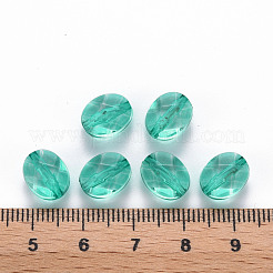 透明なアクリルビーズ  オーバル  ターコイズ  10x8x5.5mm  穴：1.5mm&nbsp;X-TACR-S154-18A-68