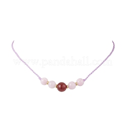 Round Natural Quartz & Carnelian Beaded Necklace & Bracelet & Dangle Earring Sets&nbsp;SJEW-JS01335