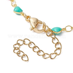 Real 18K Gold Plated Brass Enamel Heart Link Chain Bracelets&nbsp;BJEW-JB09841