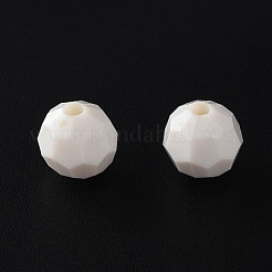 不透明なアクリルビーズ  多面カット  染め  ラウンド  乳白色  10mm  穴：2mm  約1050個/500g&nbsp;MACR-S373-69-S01